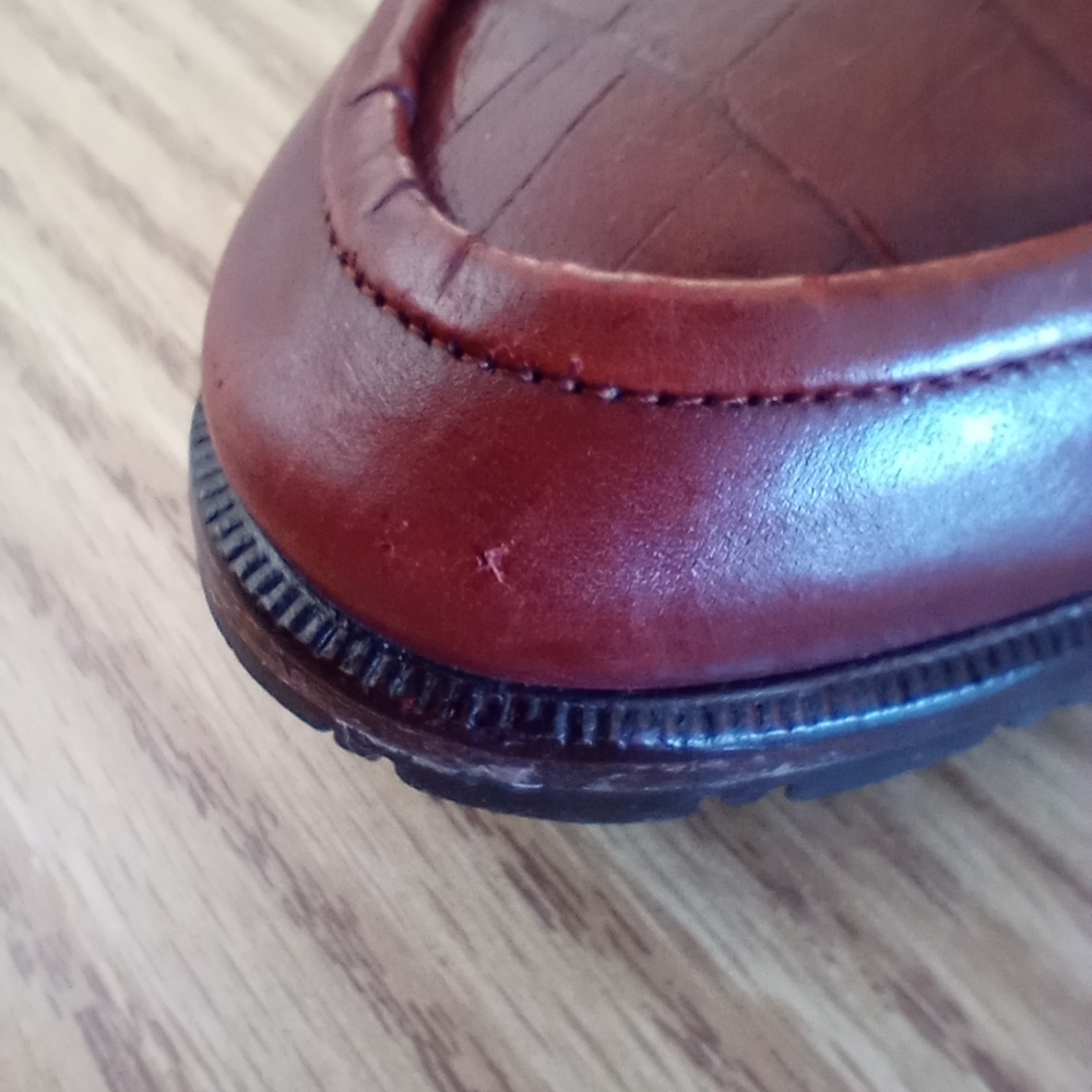 Bally Tiffany Cognac Italian Leather Loafers Gold Accent Preppy Old Money 8.5 M - Picture 4 of 12